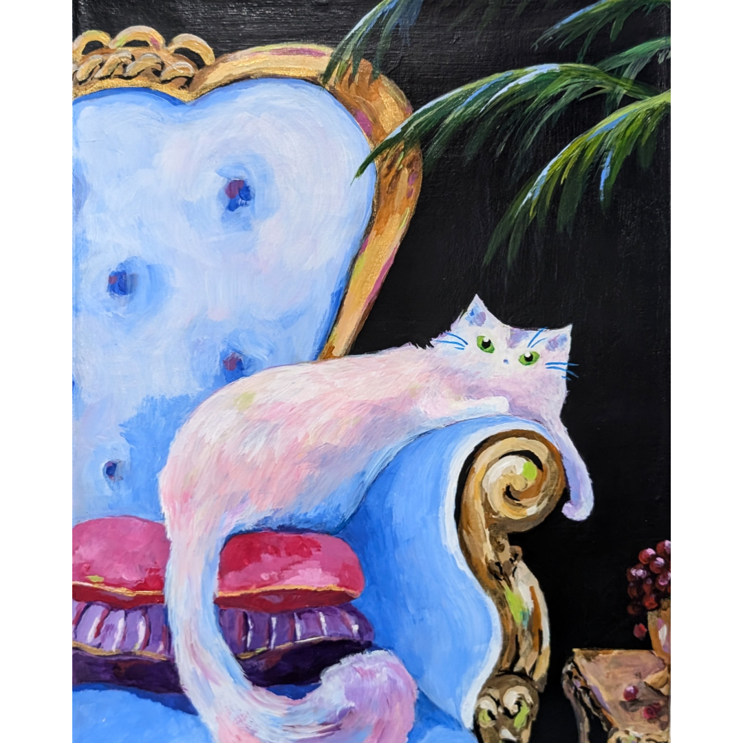 Luxe Cats: the Blue Armchair