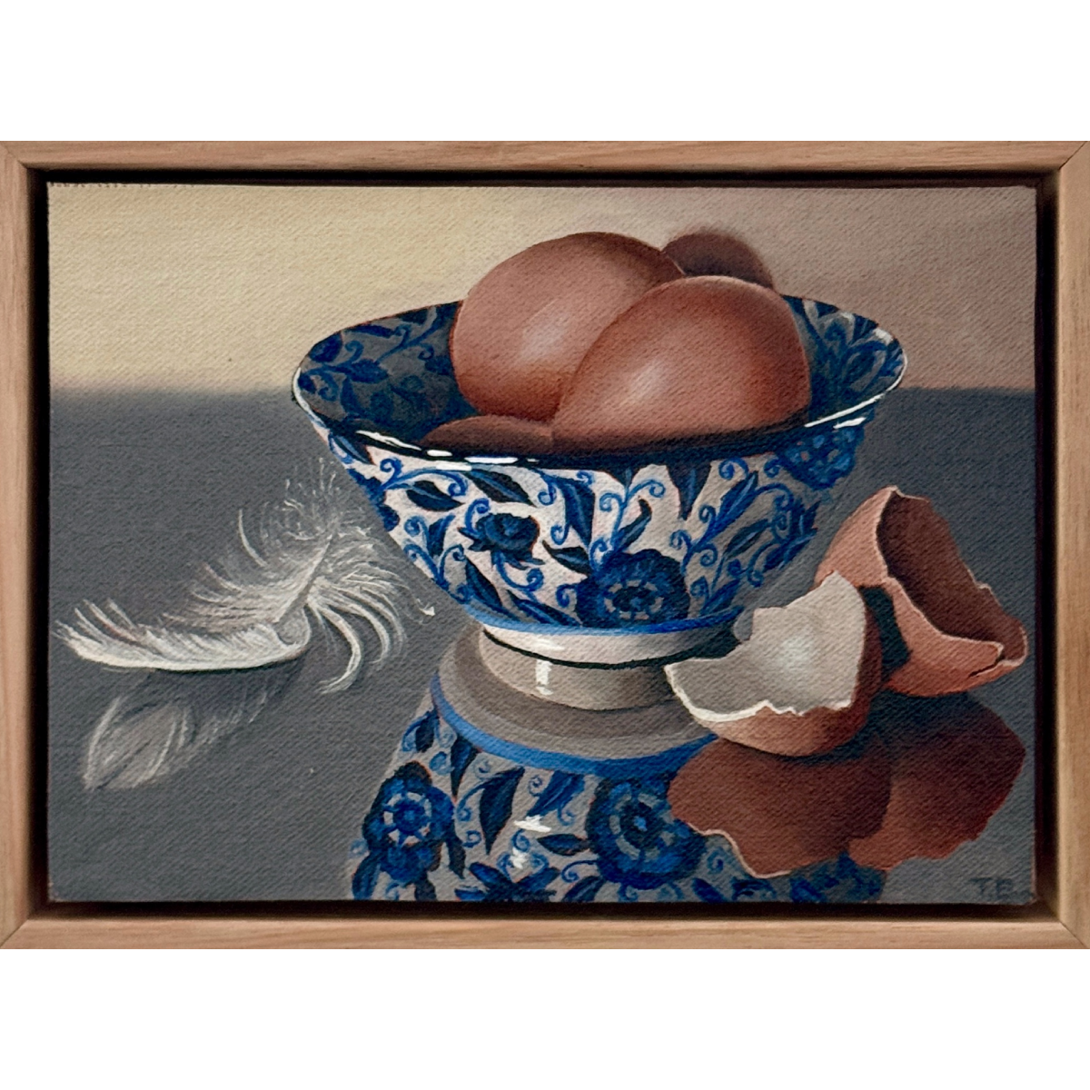 Eggs in Blue and White Bowl