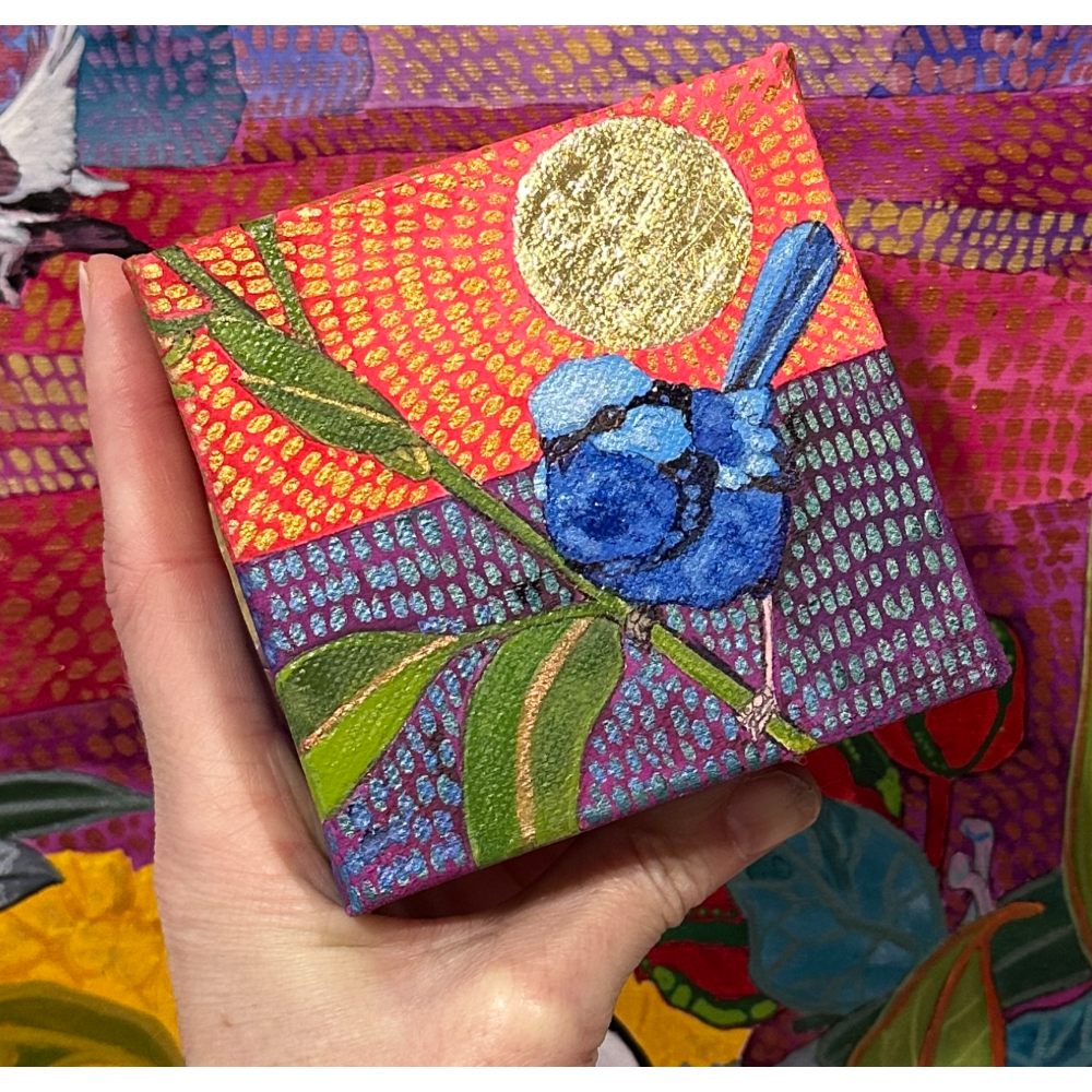 Mr Blue in an orange sunrise