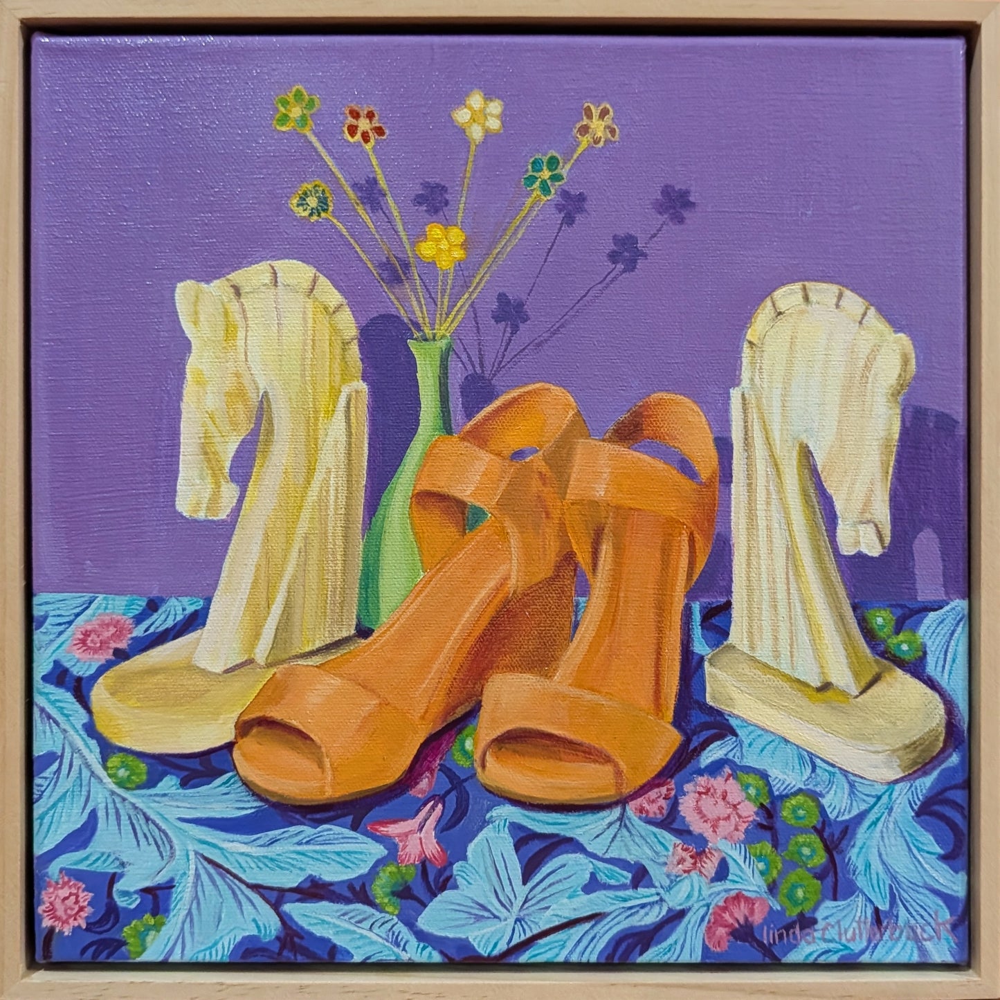 Orange Shoes and Marble Book Ends