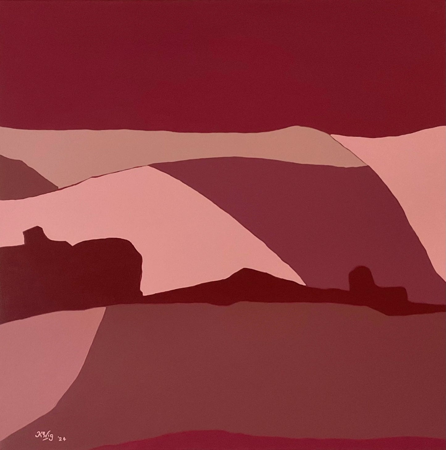 Plum Skies over Pink Pastures (diptych)