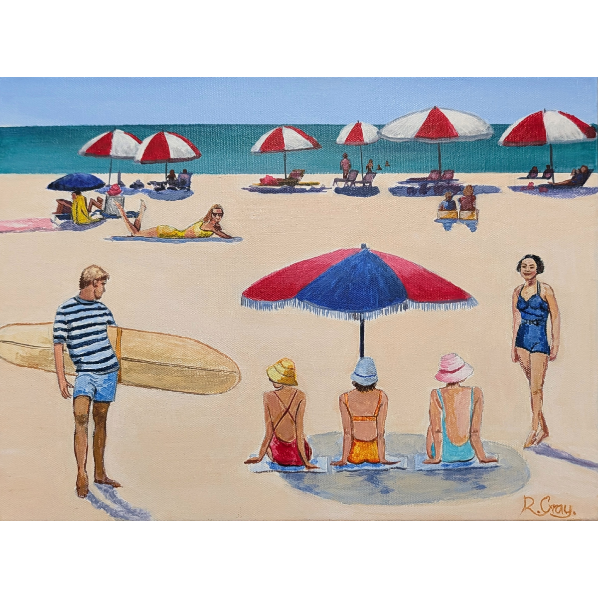 Retro Beach Scene V