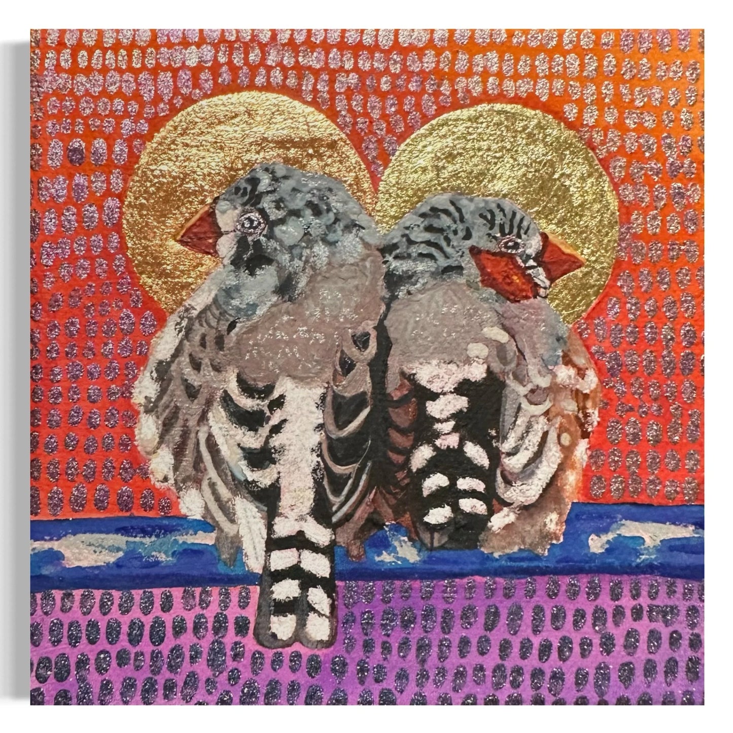 Finch Lovers with golden halo