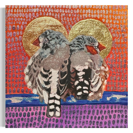 Finch Lovers with golden halo