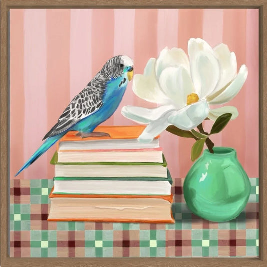 Blue Budgies Bookshelf Blooms