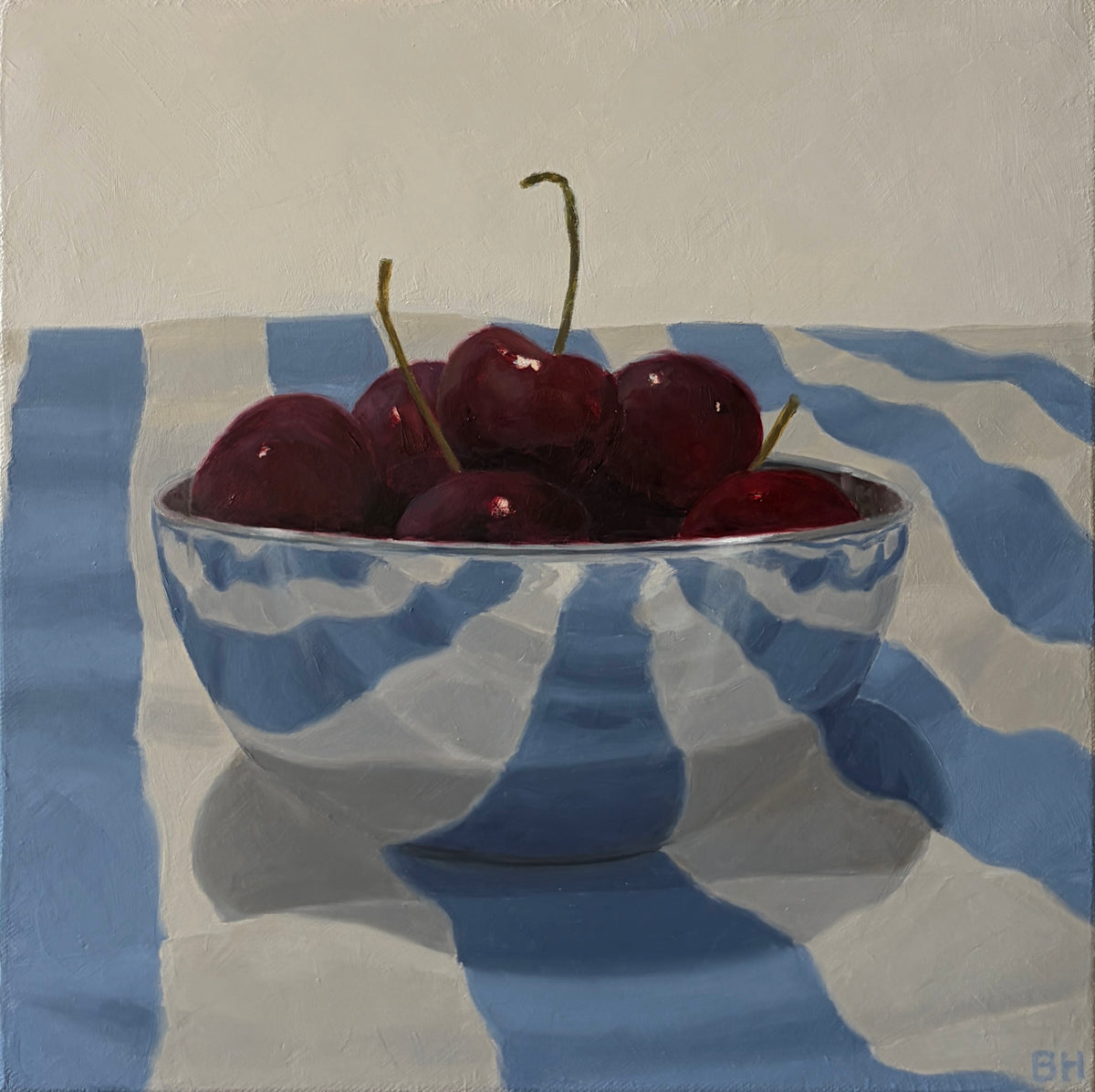 Cherries and blue stripes