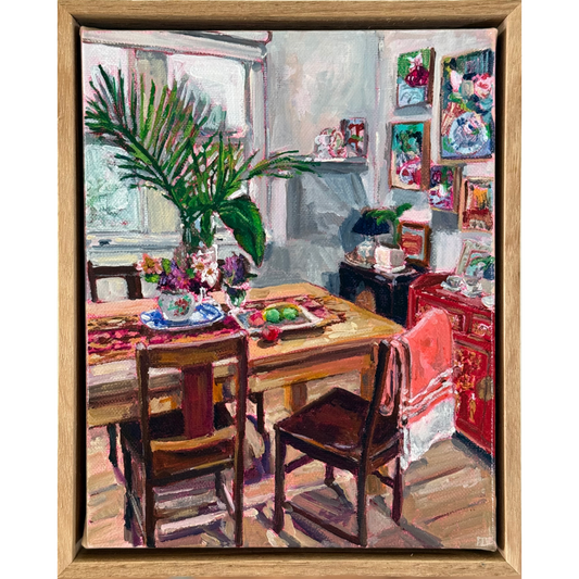 Gifted Flowers and Baby Green Mangoes on the Dining Table