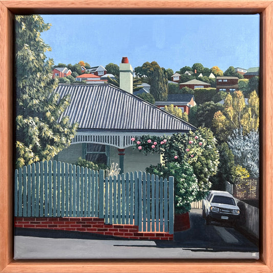 Climbing rose and white ute