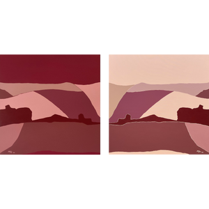 Plum Skies over Pink Pastures (diptych)