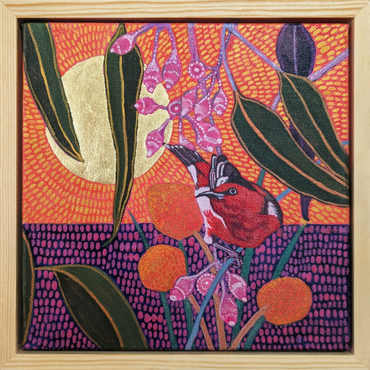 Mr Red with a golden sun and Billy Buttons