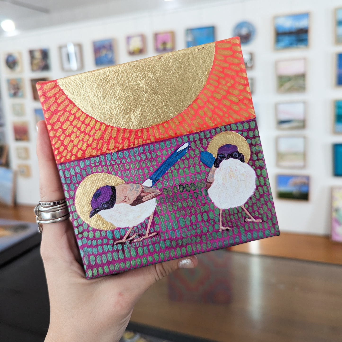 Purple couple with golden sun