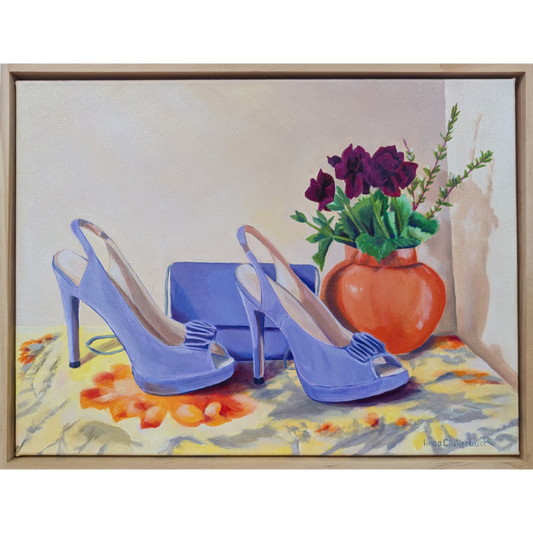 Lilac Shoes and Orange Vase