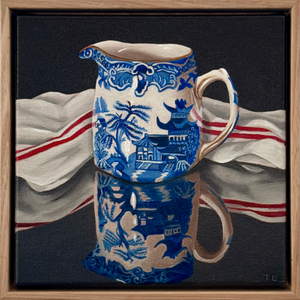 Willow Jug with Red Stripe Cloth