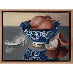 Eggs in Blue and White Bowl