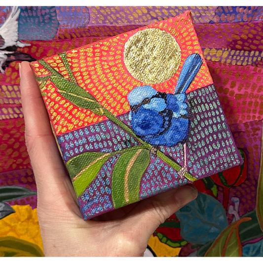 Mr Blue in an orange sunrise