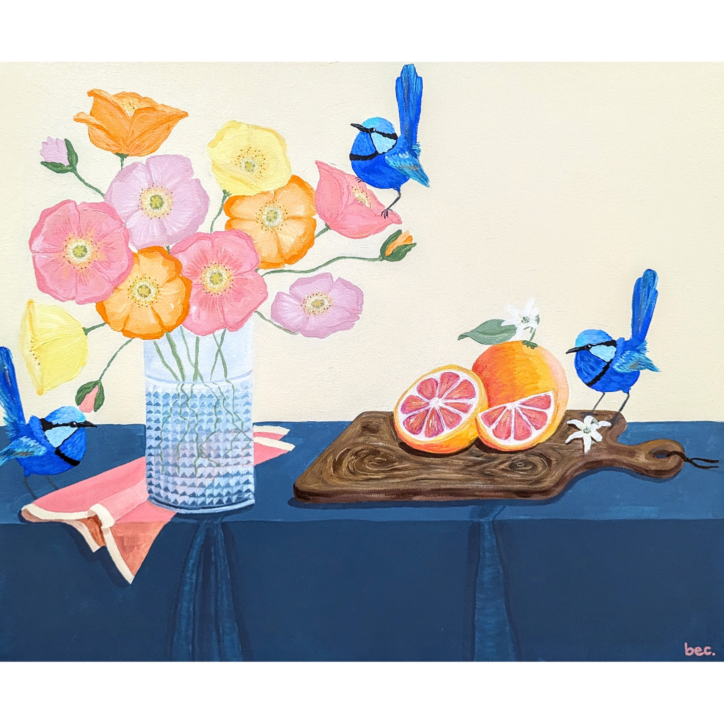 Three little blue bar keeps