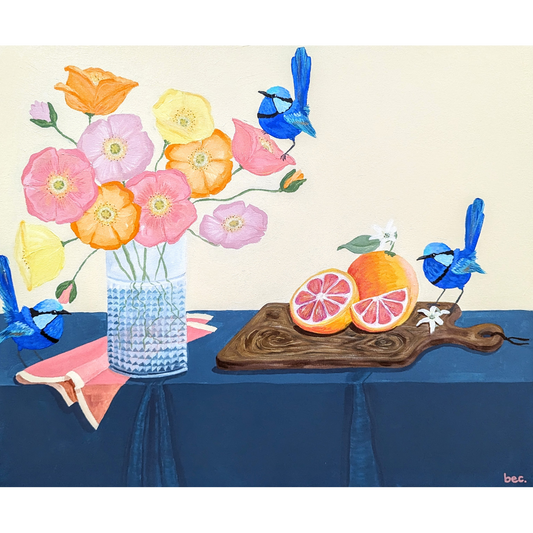 Three little blue bar keeps