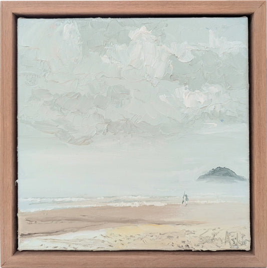 Beach fishing in the fog