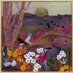 ‘Wren lovers with Galahs and a flock of Black Cockatoo’s looking out towards Mt Lofty’