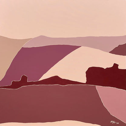 Plum Skies over Pink Pastures (diptych)