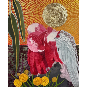 Pink Lovers Under a Golden Yan Sun