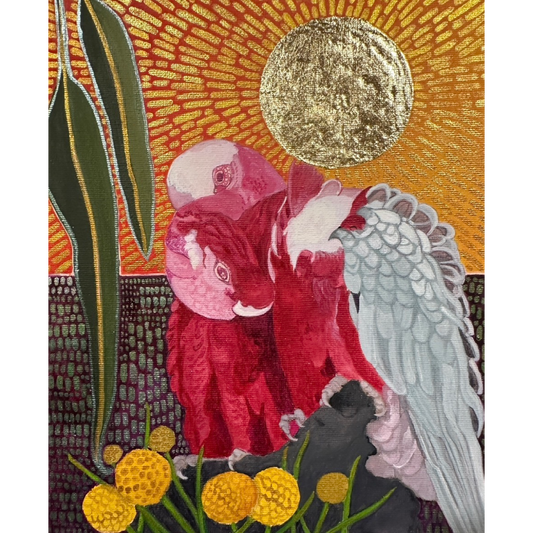 Pink Lovers Under a Golden Yan Sun