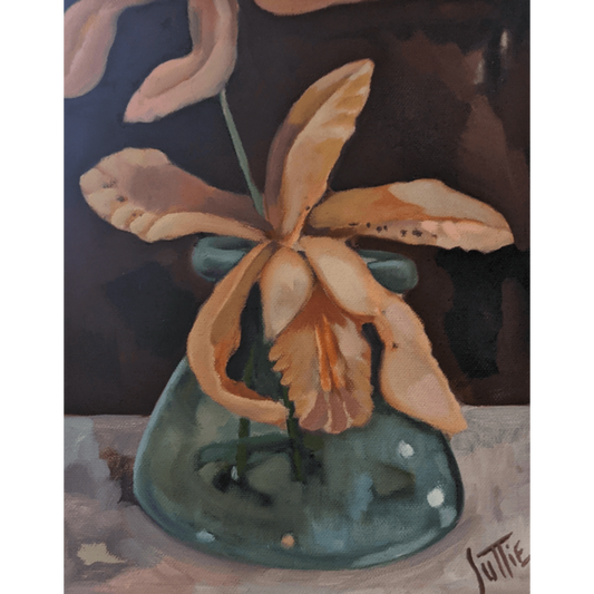 Orchid in a Green Bottle