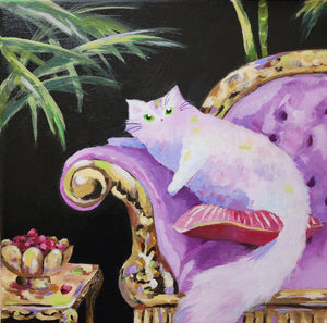 Luxe Cats: the Purple Chaise Lounge