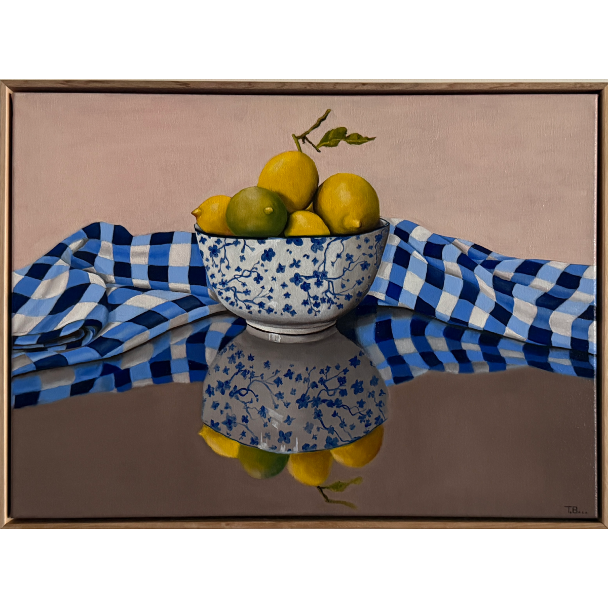 Lemons with Blue and White Check Cloth