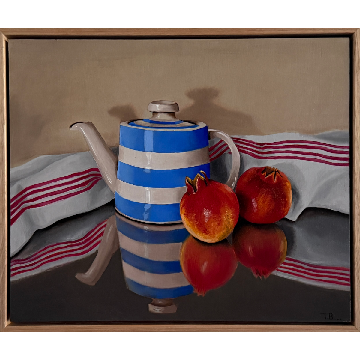 Cornish Blue Teapot with Pomegranates