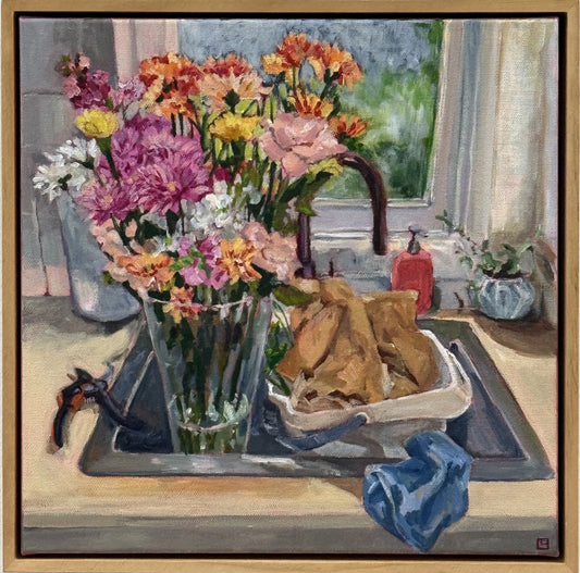 Flowers for a Loved One in the Laundry Sink